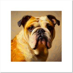 Majestic Chonky Beast Bulldog in Neutral Van Gogh Style Posters and Art